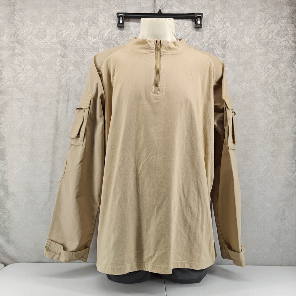 Voodoo Tactical Combat Shirt With Zipper Mens 2XL Tan Coyote Brown Military